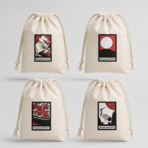 Shodocafe7557 3rd anniversary Hanafuda-inspired original drawstring pouch gift in Tokyo